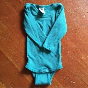 Engel Merino Wool Silk Bodysuit 3-6month Teal Blue